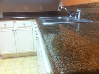 Close up picture of the Red Ash kitchen countertop.